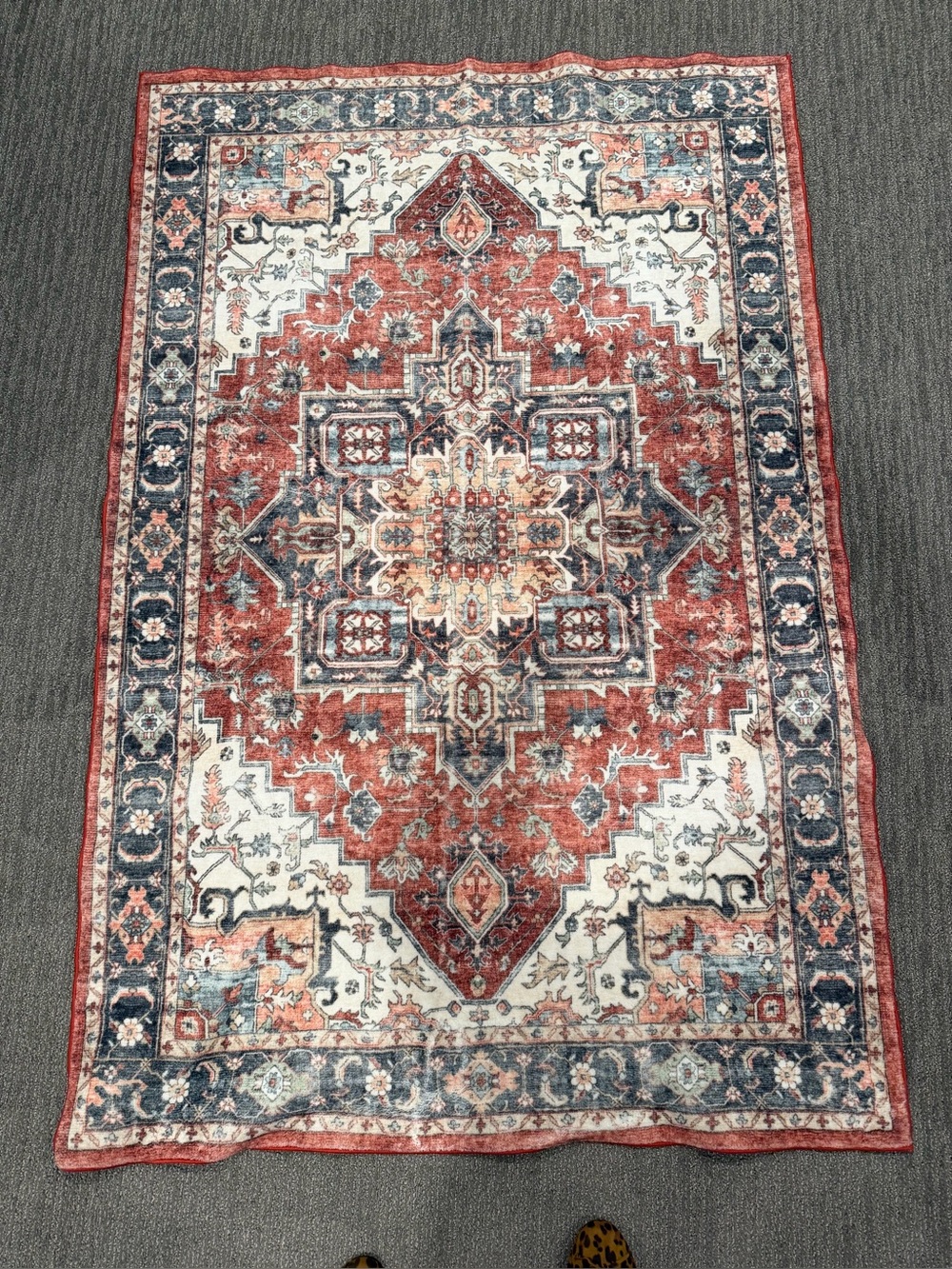 Classic Medallion Area Rug - Rust Red and Navy